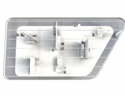 ceiling rail system - Multi-Lane - vitra - for trade office and fair - rail system arrangement from above - parallel rails