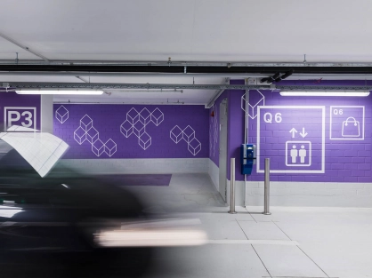 Orientation system, communication design, naming - Q 6 Q 7 Mannheim -  underground car park - wayfinding